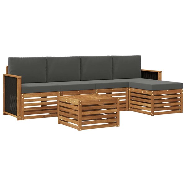 vidaXL Ensemble de canapés d'extérieur 6 Pièces Naturel et Anthracite