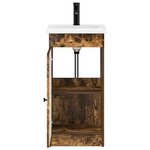 vidaXL Meuble de salle de bain avec évier Chêne fumé 42 x 40 x 84 5 cm