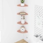 vidaXL Étagère flottante avec étagère 4 Pièces Rose 15 x 15 x 2 cm