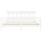 vidaXL Cadre de lit avec tête de lit blanc Super King Size bois massif