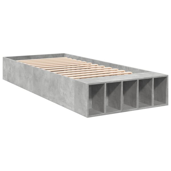 vidaXL Cadre de lit gris béton 90x190 cm bois d'ingénierie