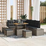 vidaXL Ensemble de canapé de jardin 8 Pièces Gris Poly rotin