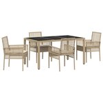 vidaXL Ensemble de salle à manger pour jardin 5 Pièces Beige Poly rotin