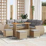 vidaXL Ensemble de canapé de jardin 9 Pièces Beige polyrotin