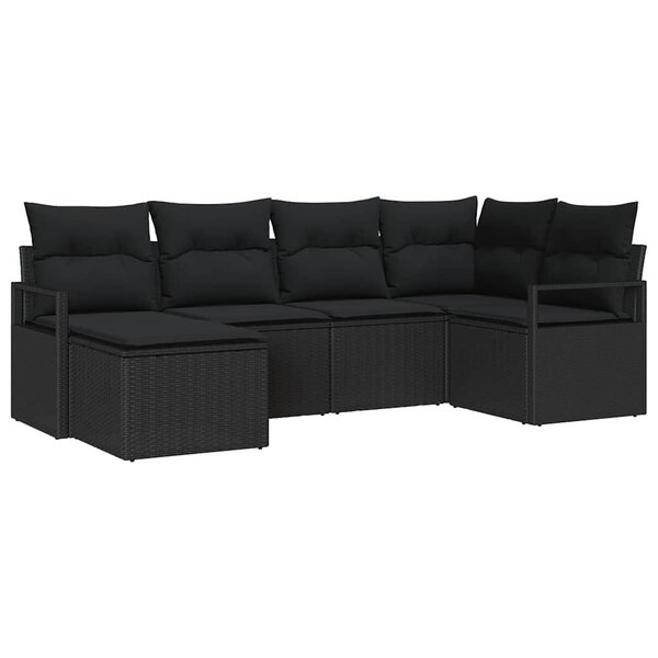 vidaXL Ensemble de canapé de jardin avec coussin 6 Pièces Noir