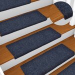 vidaXL Tapis d'escalier autocollants 30 pièces 65 x 21 x 4 cm Bleu Bord rectangulaire