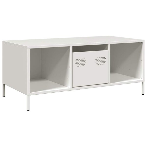 vidaXL Table basse blanc 101 5x50x43 5 cm acier laminé à froid