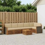 vidaXL Ensemble de canapé d'angle avec coussin 6 Pièces Naturel
