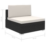 vidaXL Salon de jardin 12 Pièces avec coussins résine tressée noir