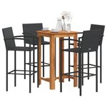 vidaXL Ensemble de bar de jardin 5 Pièces noir bois massif acacia rotin