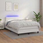vidaXL Sommier à lattes de lit matelas LED blanc 120x190 cm similicuir