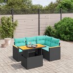 vidaXL Salon de jardin 5 Pièces avec coussins noir résine tressée