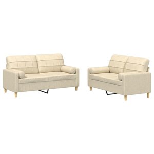 vidaXL Ensemble de canapés 2 Pièces avec coussins crème tissu