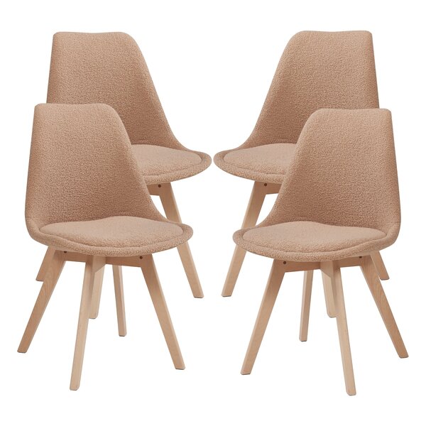 Lot de 4 chaises de salle à manger 82 x 49 x 54 cm moderne design robuste bouclé taupe 03_0009824