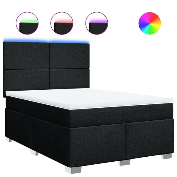 vidaXL Sommier à lattes de lit avec matelas Noir 140x200 cm Tissu
