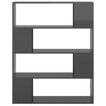 vidaXL Bibliothèque/Séparateur de pièce Gris brillant 100x24x124 cm