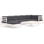 vidaXL Salon de jardin 8 Pièces avec coussins blanc bois de pin massif