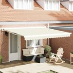 vidaXL Auvent Rétractable Crème 400 × 300 cm Tissu  Métal