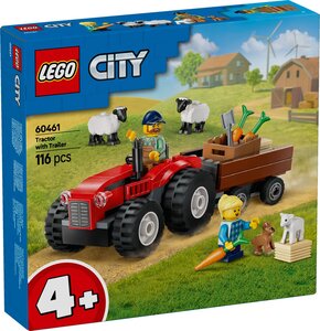 LEGO City - Tracteur Agricole Rouge avec Remorque et Moutons - Set de Construction 60461 pour Enfants