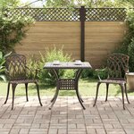 vidaXL Ensemble de tables de jardin 3 Pièces Bronze Aluminium coulé