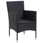 vidaXL Ensemble à dîner de jardin avec coussins 3 Pièces poly rotin noir