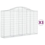 vidaXL Paniers à gabions arqués 3 Pièces 200x30x120/140 cm Fer galvanisé