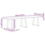 vidaXL Table à manger avec bord naturel 320x80x74 cm bois massif chêne