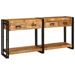 vidaXL Tables console avec tiroir 2 Pièces Marron Bois de mangue massif