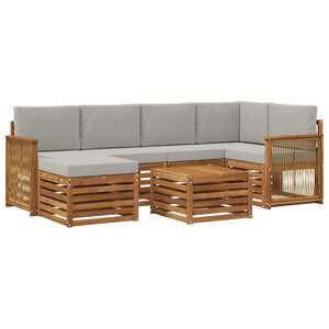 vidaXL Ensemble de canapé d'angle 6 Pièces Naturel et gris clair