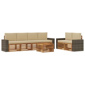 vidaXL Ensemble de canapés d'extérieur 7 Pièces Naturel et Beige