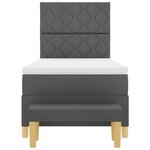 vidaXL Lit à ressort avec matelas et banc gris foncé 90x200 cm tissu