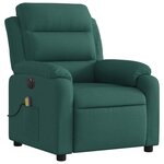 vidaXL Fauteuil de massage inclinable électrique Vert foncé Tissu
