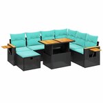 vidaXL Salon de jardin 8 Pièces avec coussins noir résine tressée