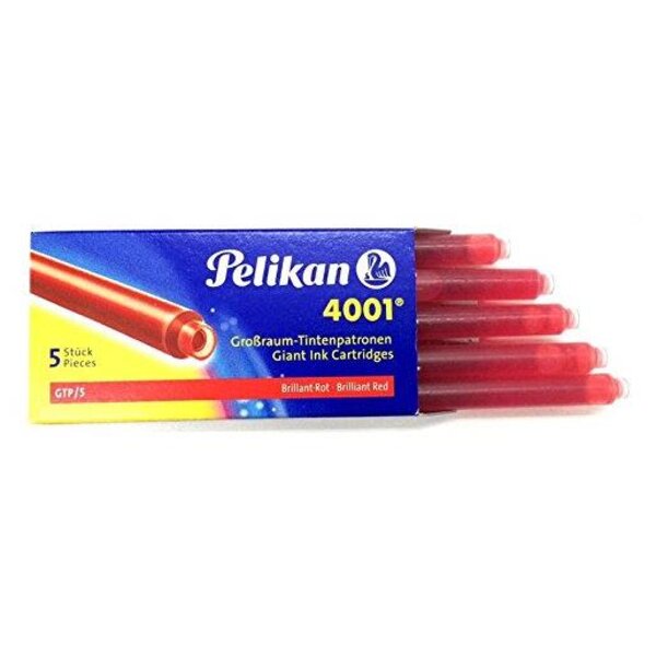 Etui de 5 Cartouches d'encre longues pour stylo plumer 4001/5 Rouge PELIKAN