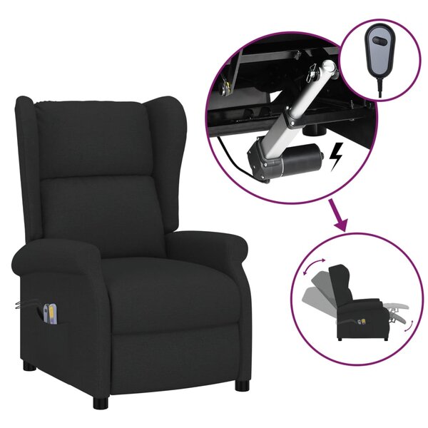 vidaXL Fauteuil de massage électrique à oreilles noir tissu