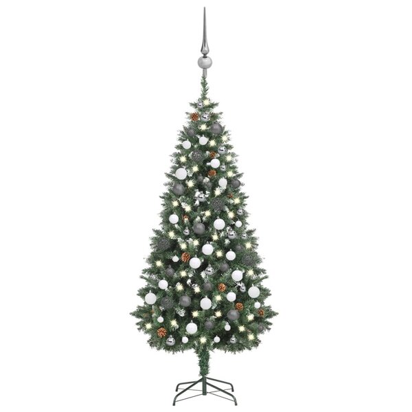 vidaXL Arbre de Noël artificiel pré-éclairé/boules pommes de pin 180cm