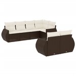 vidaXL Salon de jardin avec coussins 7 Pièces marron résine tressée
