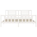 vidaXL Cadre de lit avec tête de lit blanc Super King Size bois massif
