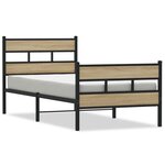 vidaXL Cadre de lit en métal sans matelas chêne sonoma 90x190 cm