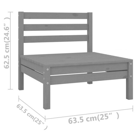 vidaXL Salon de jardin 10 Pièces Bois de pin massif Gris