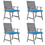 vidaXL Chaises à manger d'extérieur et coussins lot de 4 Acacia massif