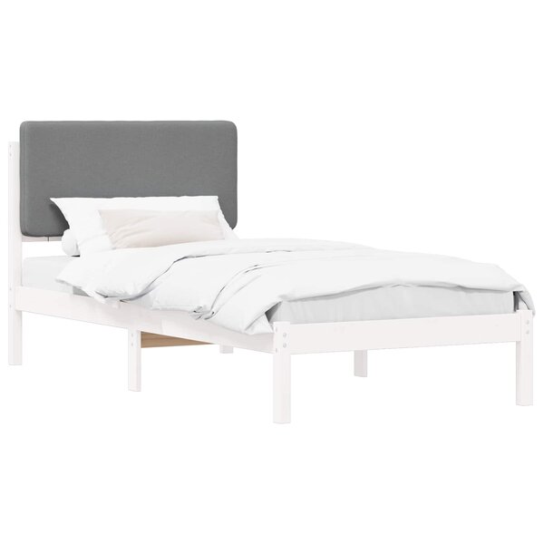 vidaXL Cadre de lit avec tête de lit rembourrée Gris clair 90 x 200 cm