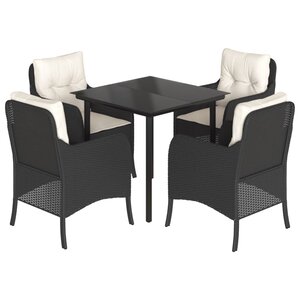 vidaXL Ensemble à manger de jardin coussins 5Pièces Noir Résine tressée