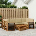 vidaXL Ensemble de canapés d'extérieur 7 Pièces Naturel et Beige