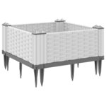 vidaXL Jardinière avec piquets blanc 42 5x42 5x28 5 cm PP