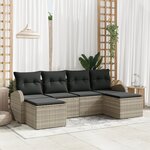 vidaXL Ensemble de canapé de jardin 6 pièces avec coussins gris clair en rotin synthétique
