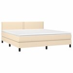 vidaXL Sommier à lattes de lit avec matelas LED Crème 180x200 cm Tissu