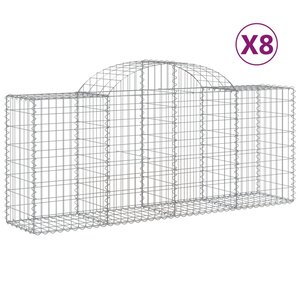 vidaXL Paniers à gabions arqués 8 Pièces 200x50x80/100 cm Fer galvanisé