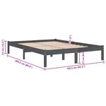 vidaXL Cadre de lit Gris Bois de pin massif 160x200 cm
