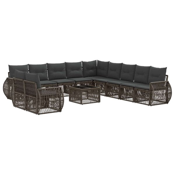 vidaXL Ensemble de canapé de jardin 12 pc Gris et Gris foncé polyrotin